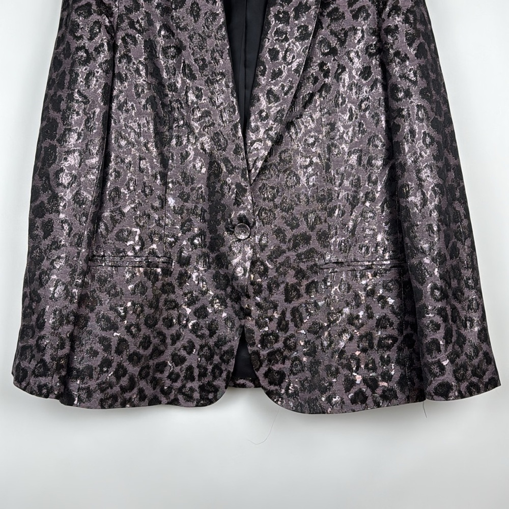 Tanya Taylor Analiese Metallic Leopard Print Blazer Size 8 - Picture 5 of 9